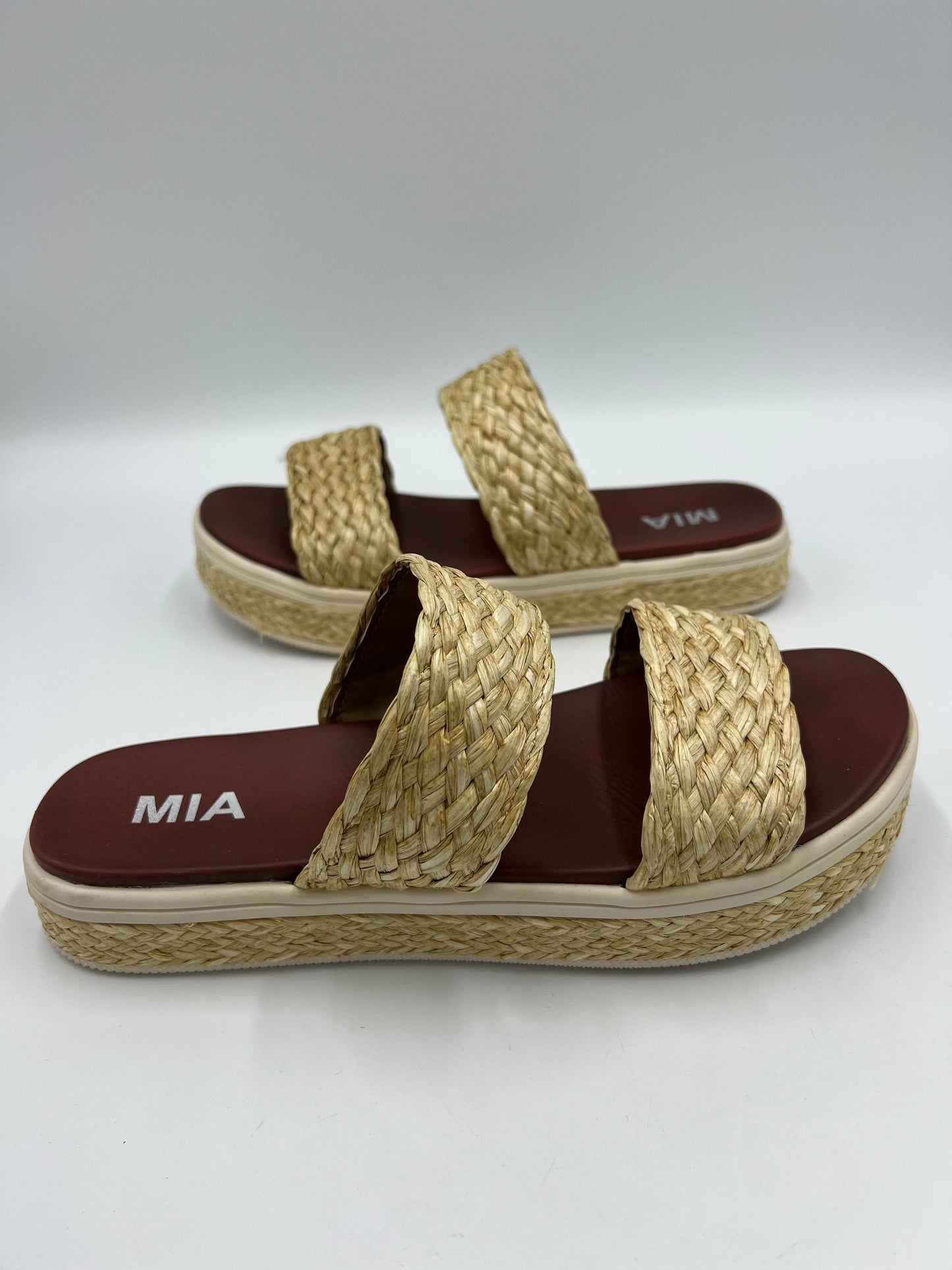 Straw Sandals Flats Mia, Size 8.5