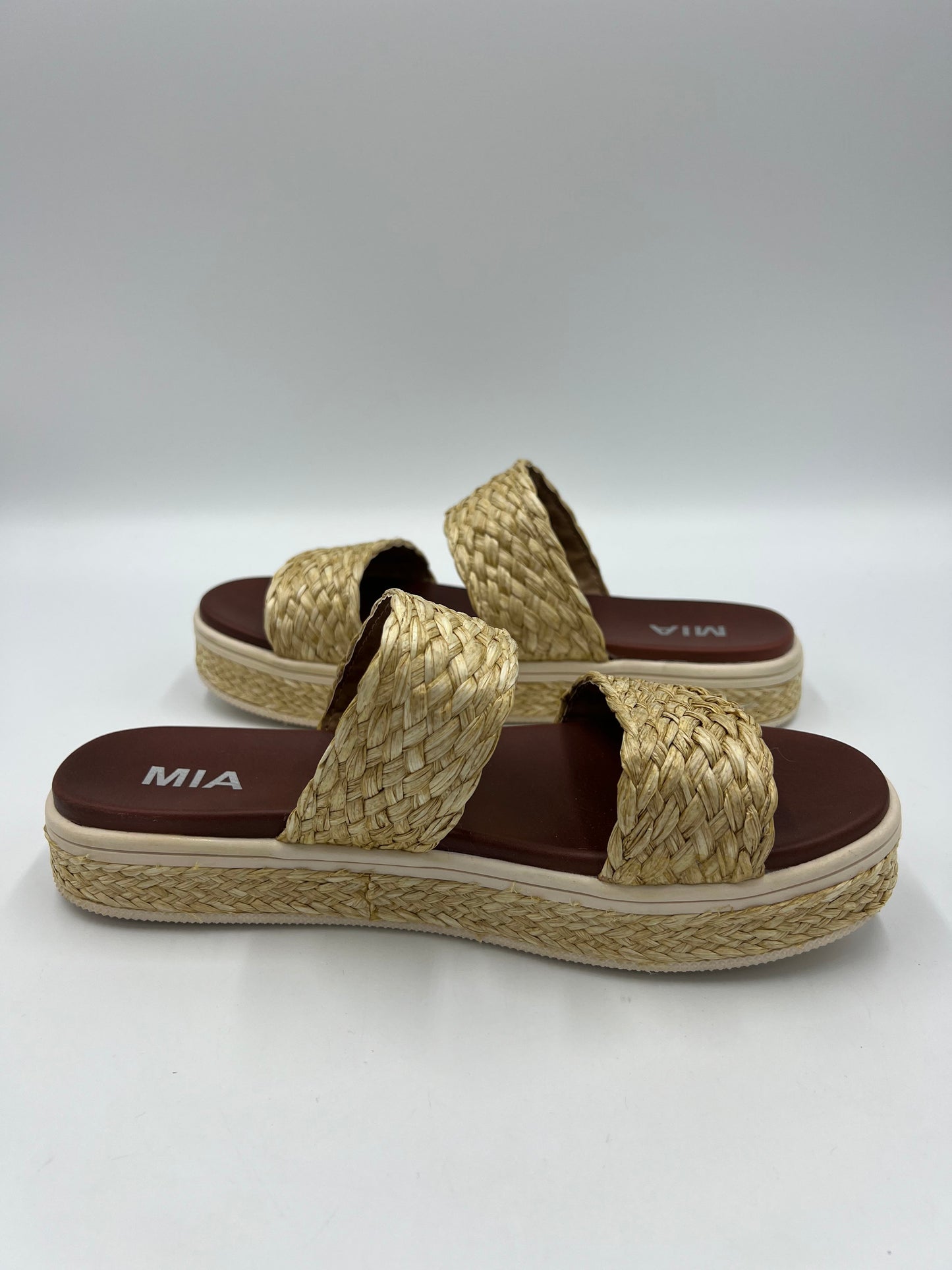 Straw Sandals Flats Mia, Size 8.5