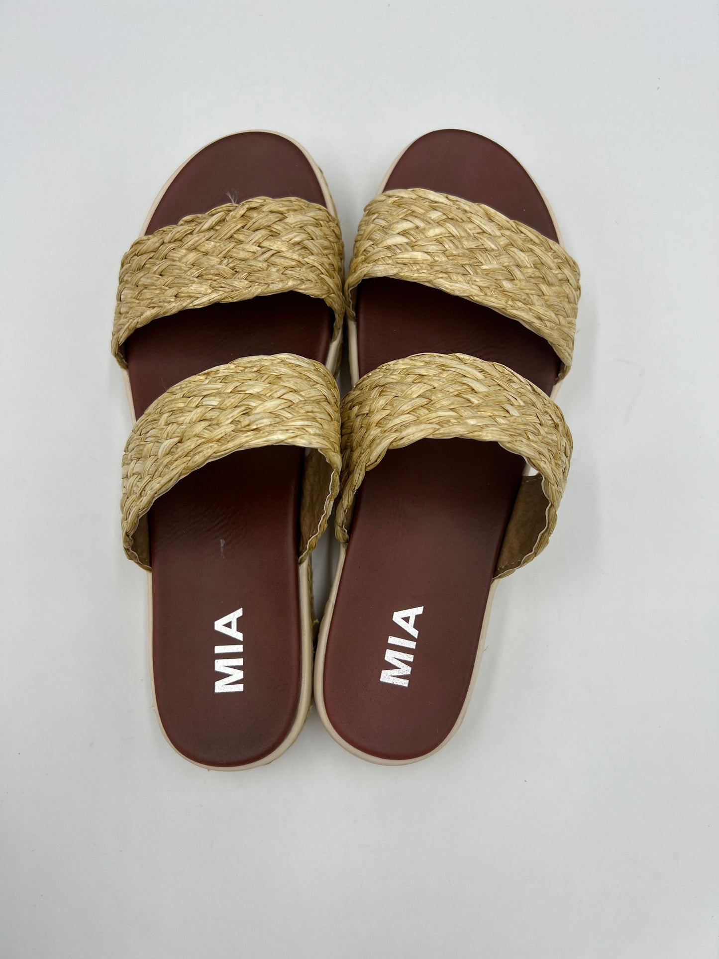 Straw Sandals Flats Mia, Size 8.5