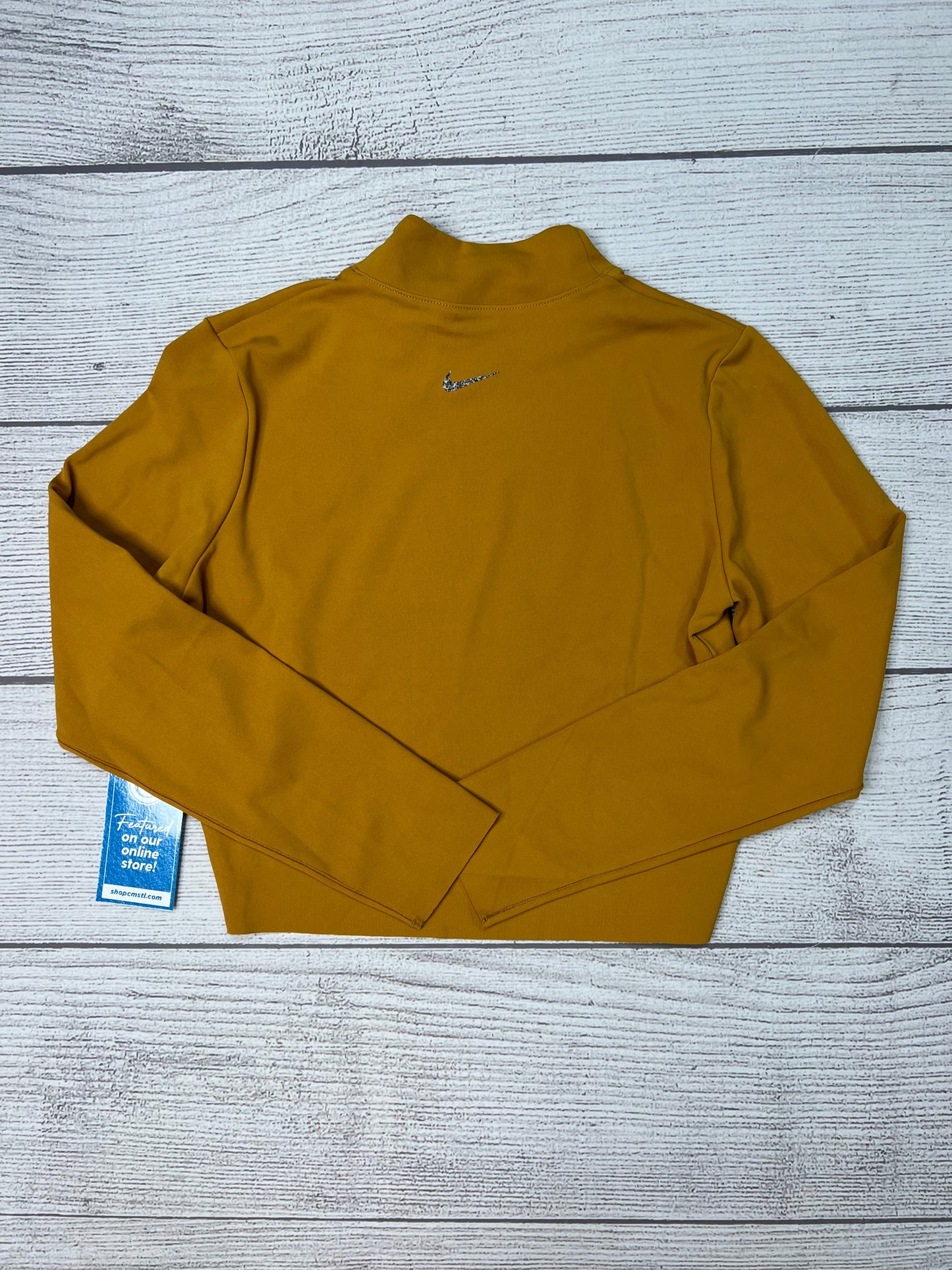 Athletic Top Long Sleeve Collar By Nike Apparel In Mustard, Size: S