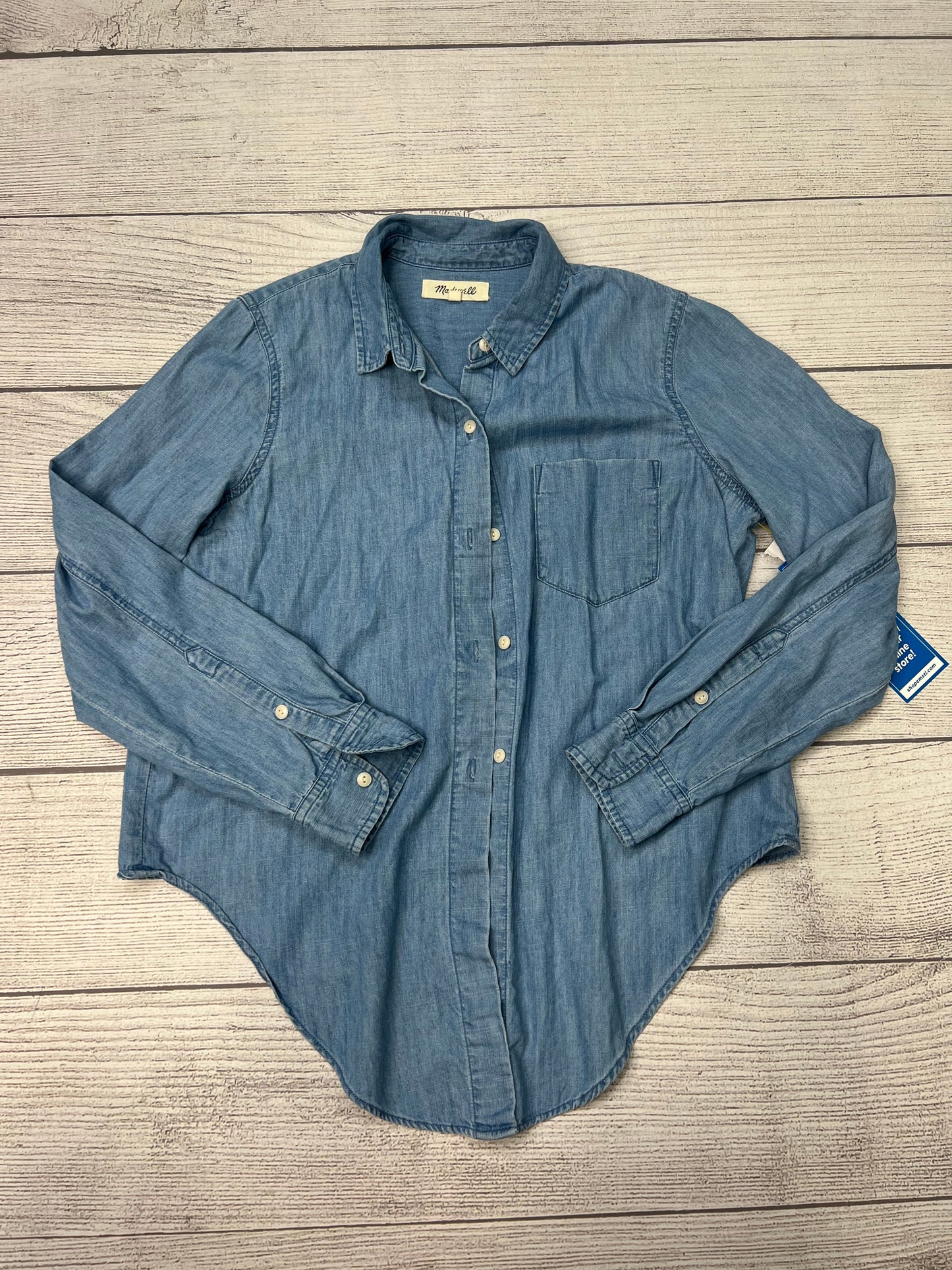 Blouse Long Sleeve By Madewell In Denim, Size: L