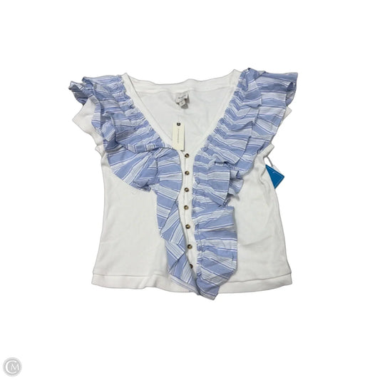New! Top Short Sleeve By Maeve In Blue & White, Size: L