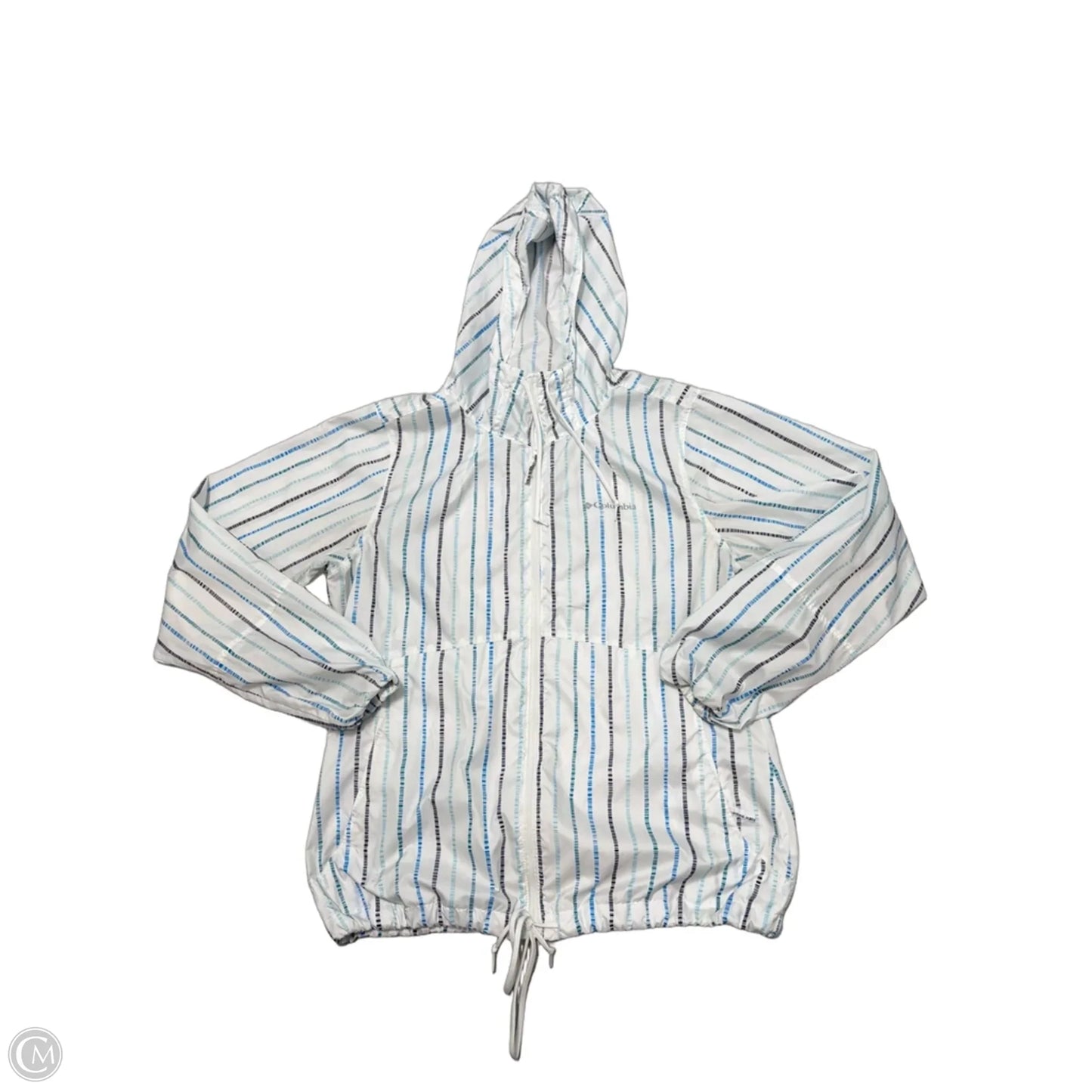 Coat Raincoat By Columbia In Blue & White, Size: M