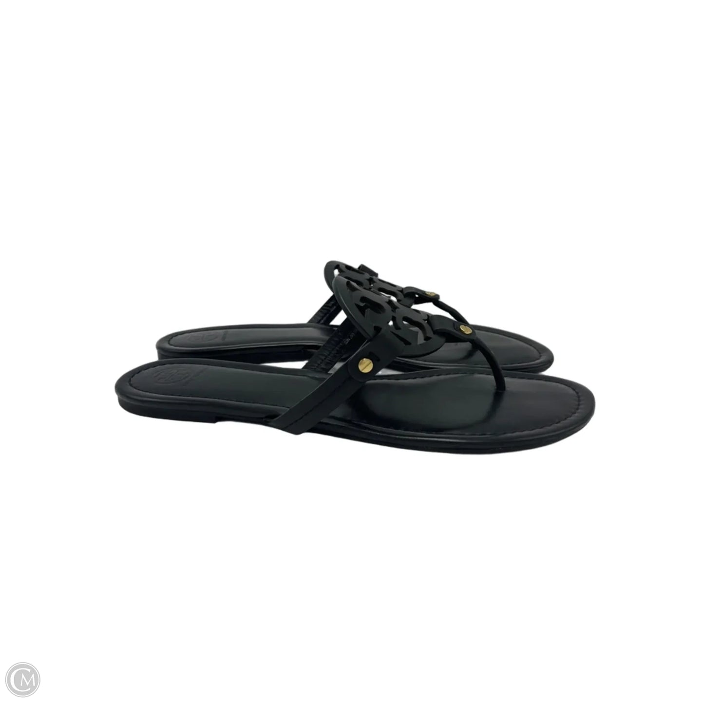 Tory Burch Miller Designer Sandals In Black & Gold, Size: 13