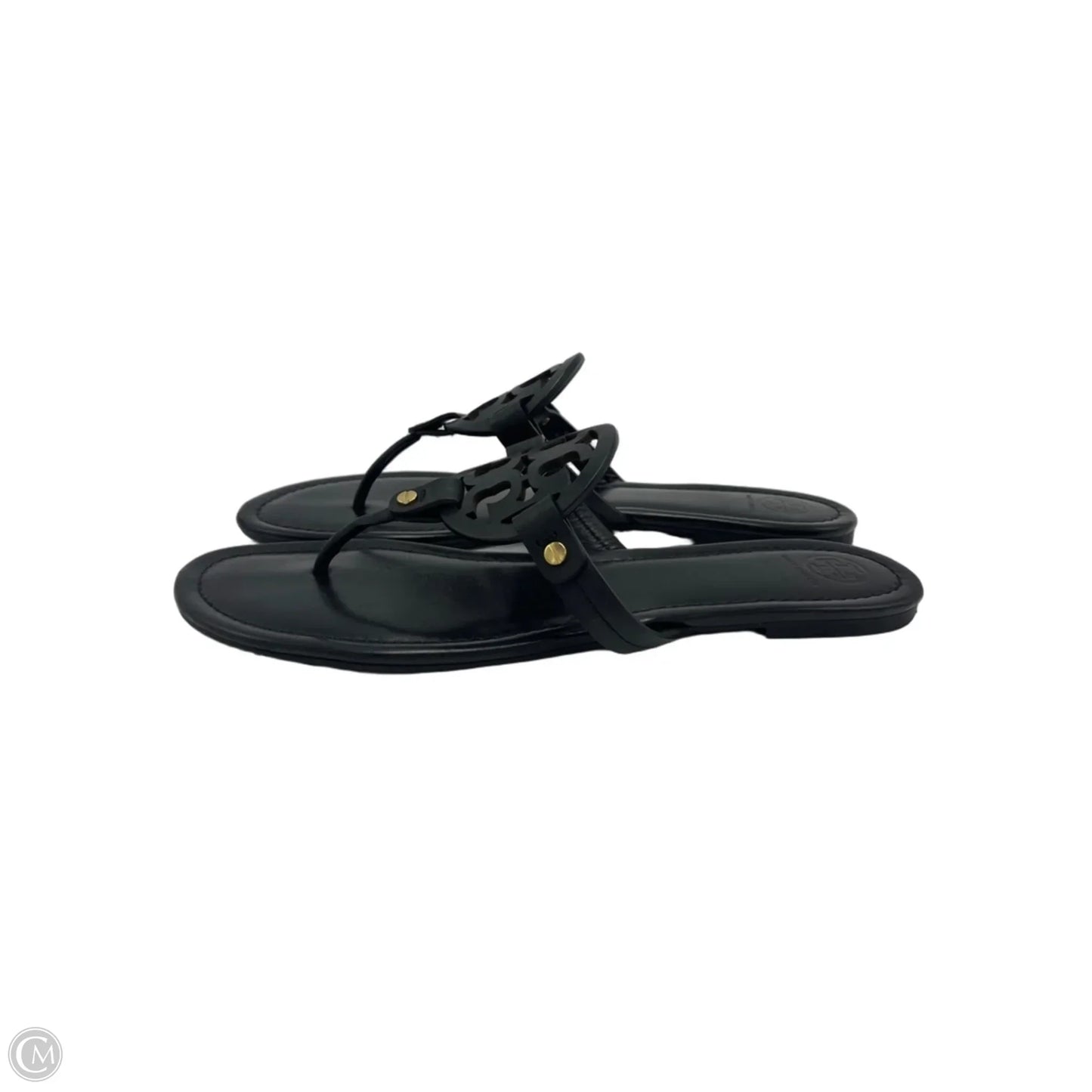 Tory Burch Miller Designer Sandals In Black & Gold, Size: 13