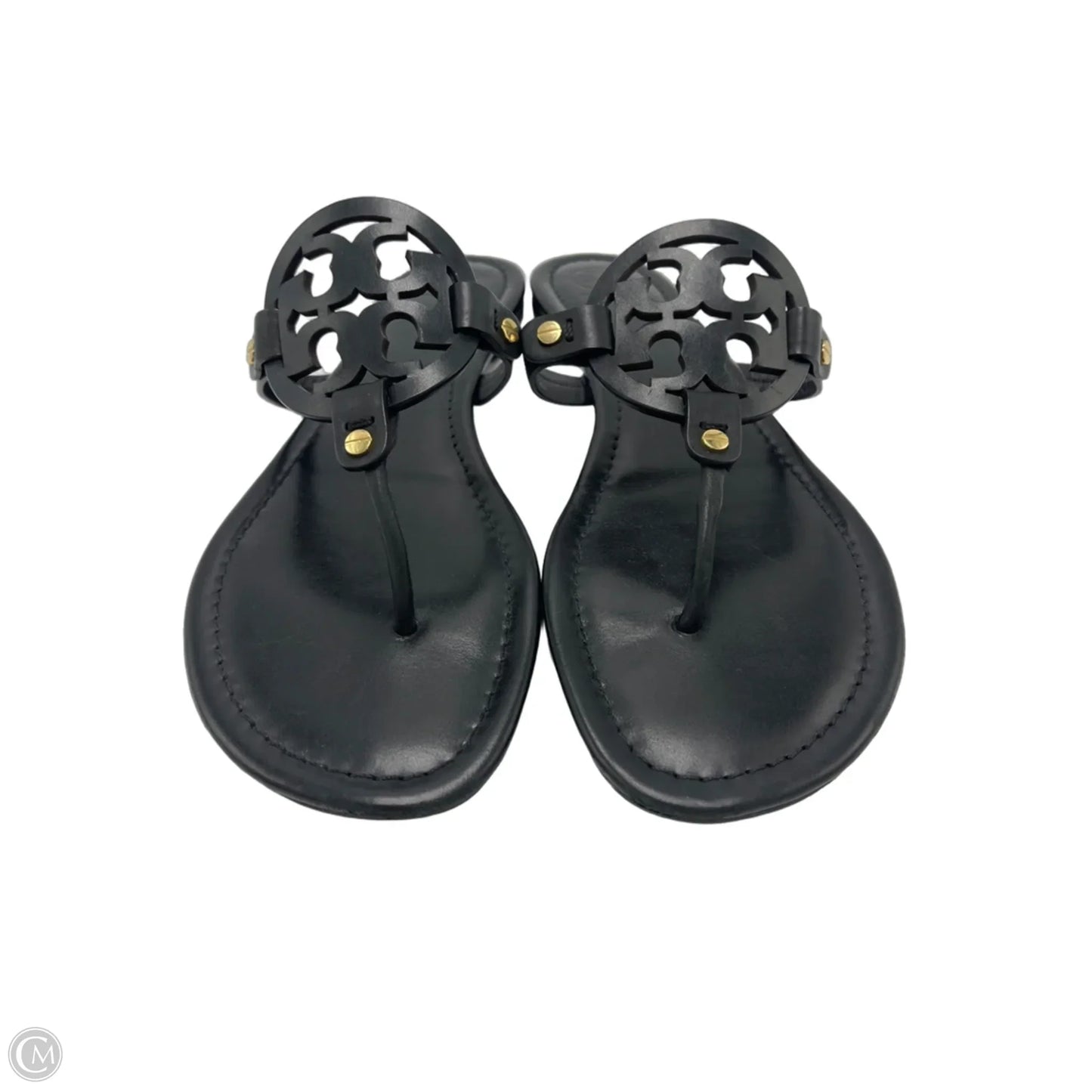 Tory Burch Miller Designer Sandals In Black & Gold, Size: 13