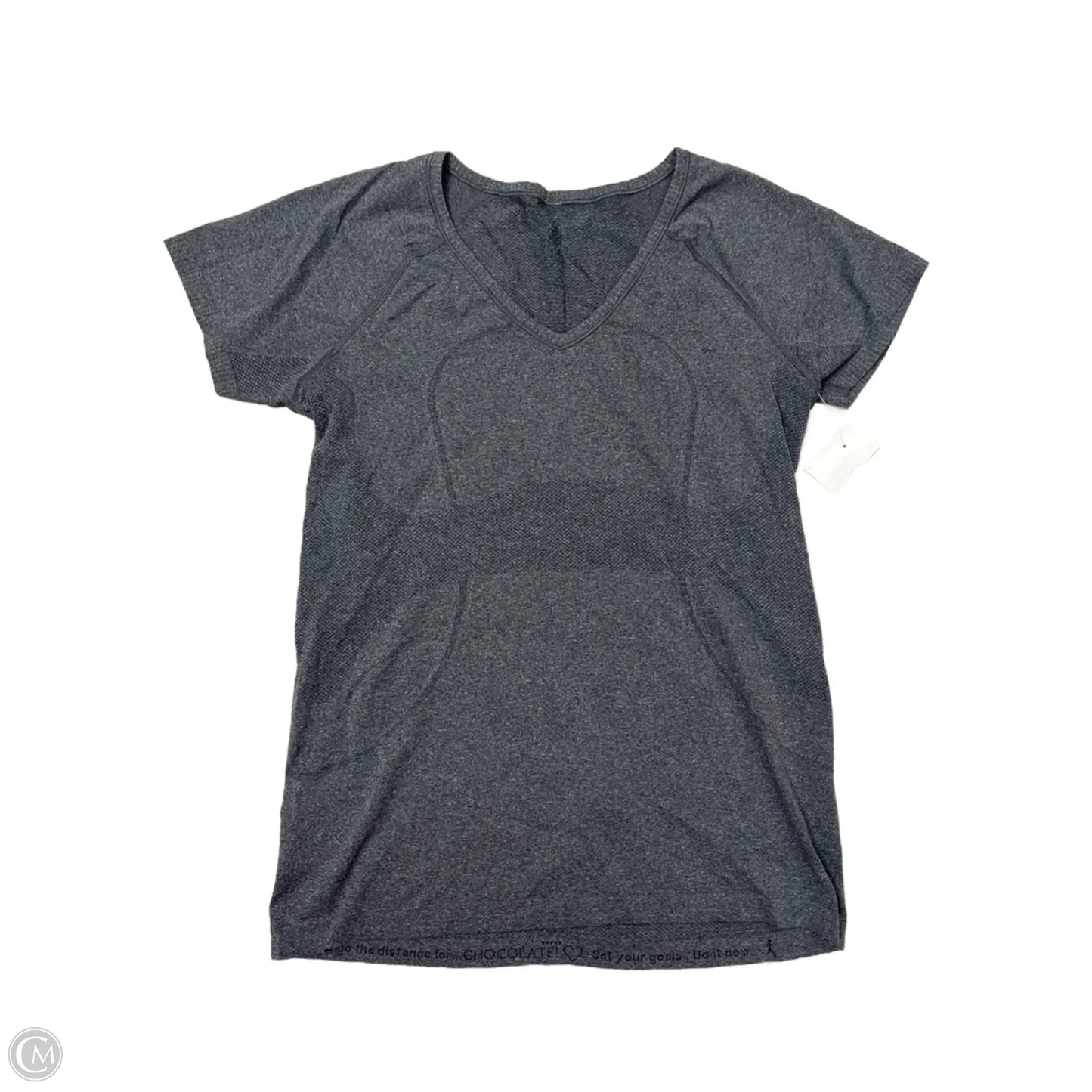 Athletic Top Short Sleeve By Lululemon In Grey, Size: L