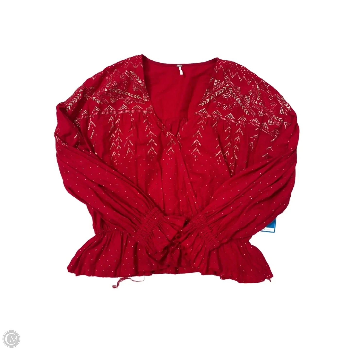 Top Long Sleeve By Free People In Gold & Red, Size: Sp