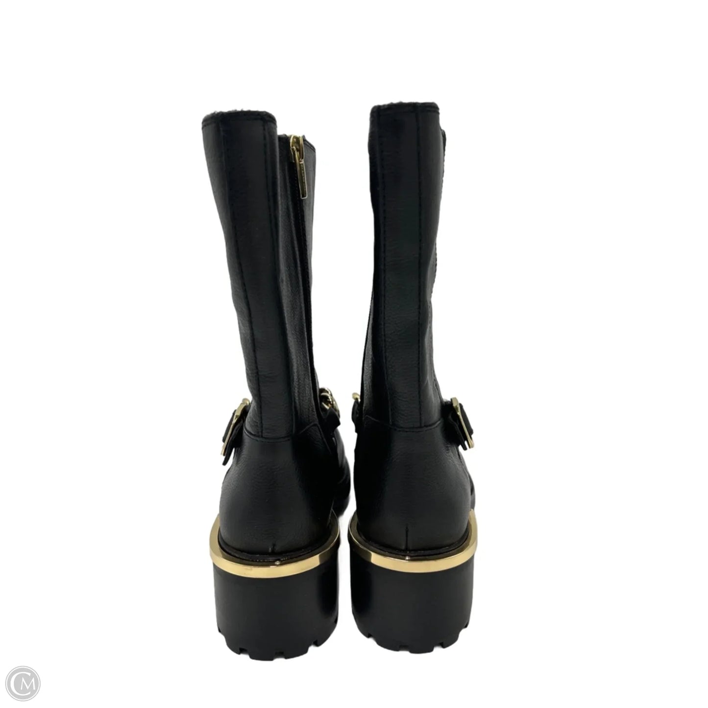 Boots Mid-Calf Heels By Vince Camuto In Black & Gold, Size: 7