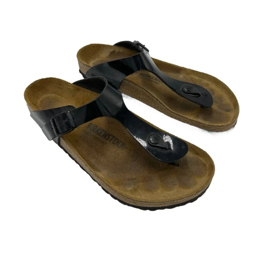 Sandals Designer By Birkenstock In Black, Size: 9