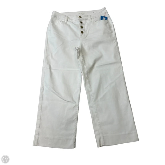 Jeans Cropped By Chicos In White Denim, Size: 8