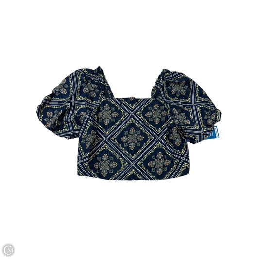 Top Short Sleeve By Loft In Navy, Size: L