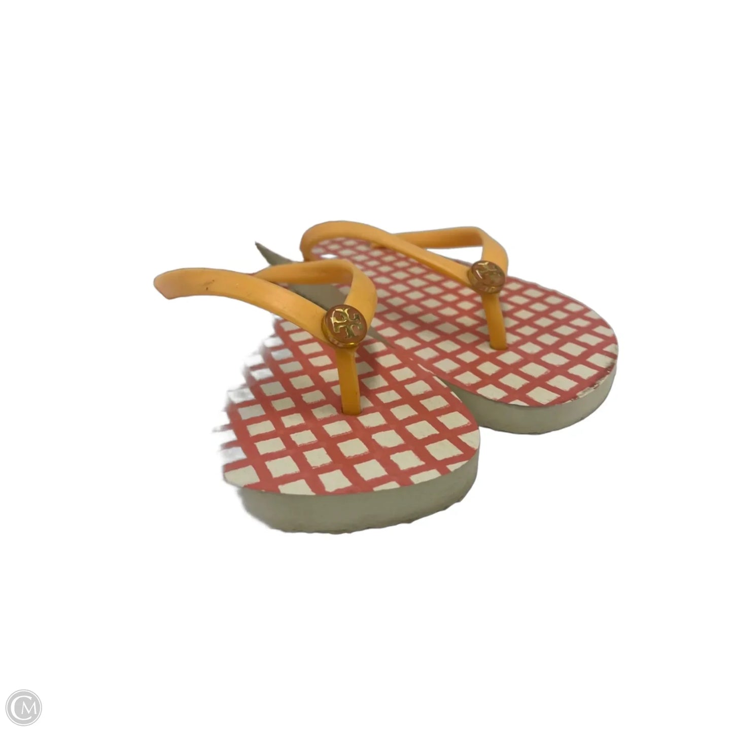 Sandals Designer By Tory Burch In Orange & White, Size: 7