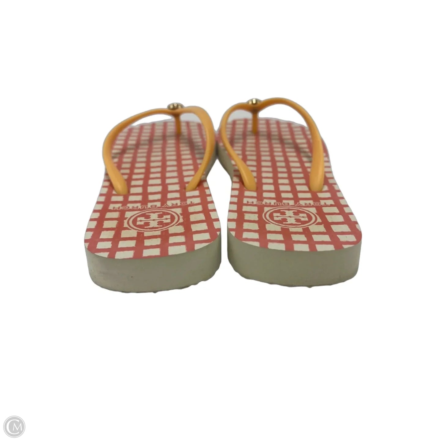 Sandals Designer By Tory Burch In Orange & White, Size: 7