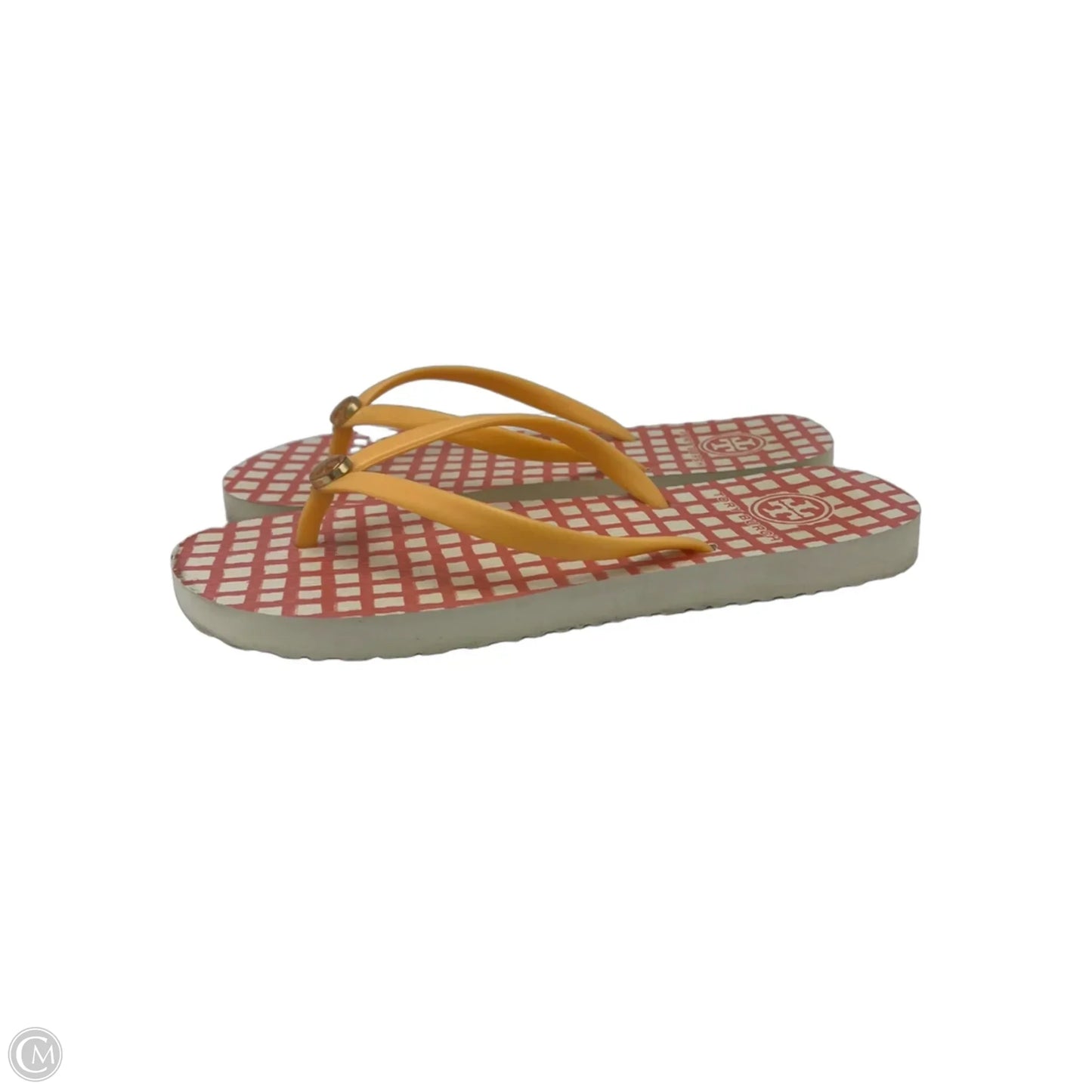 Sandals Designer By Tory Burch In Orange & White, Size: 7