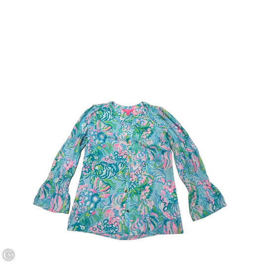 Top Long Sleeve Designer By Lilly Pulitzer In Blue & Green, Size: Xs
