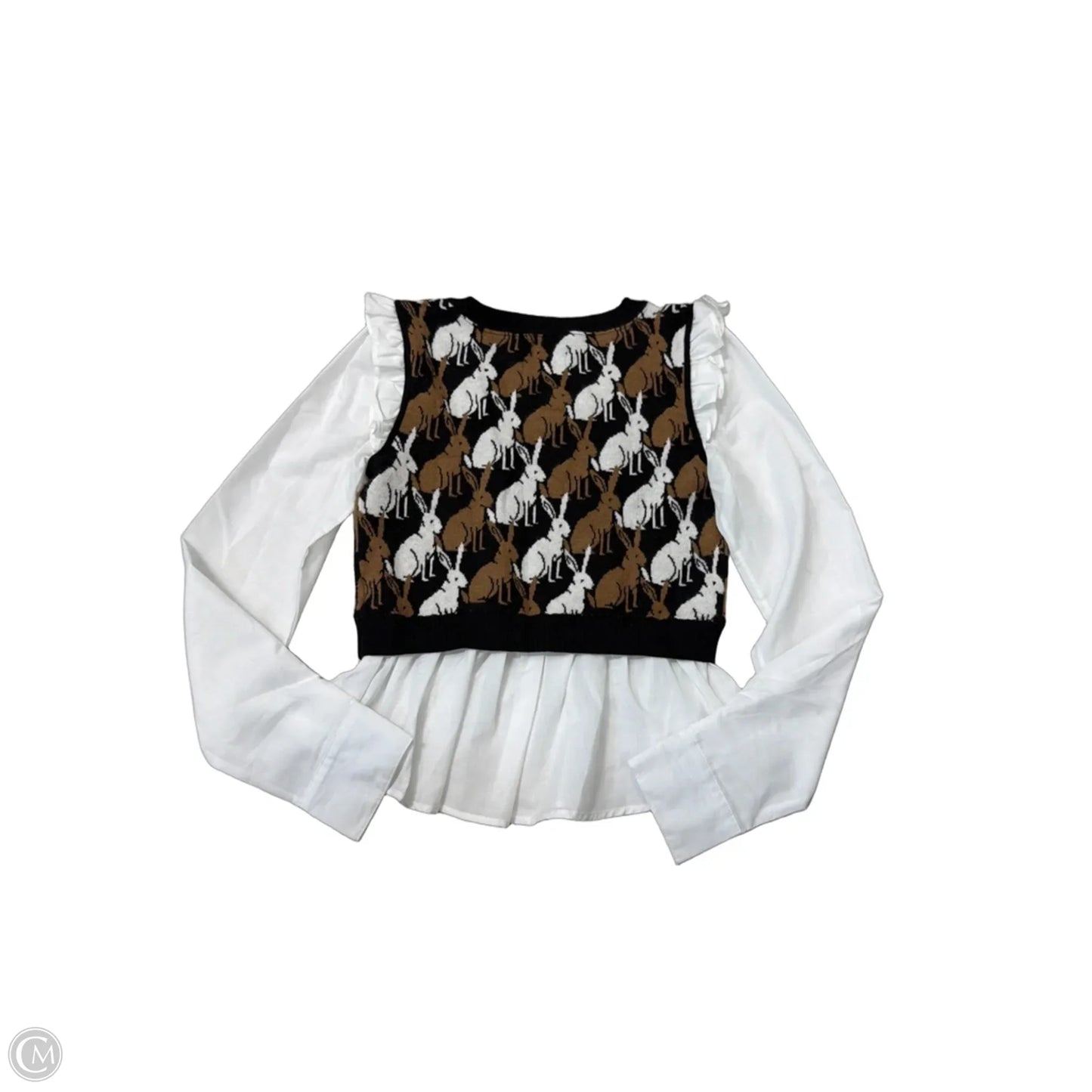 Top Long Sleeve By Maeve In Brown & White, Size: Xs