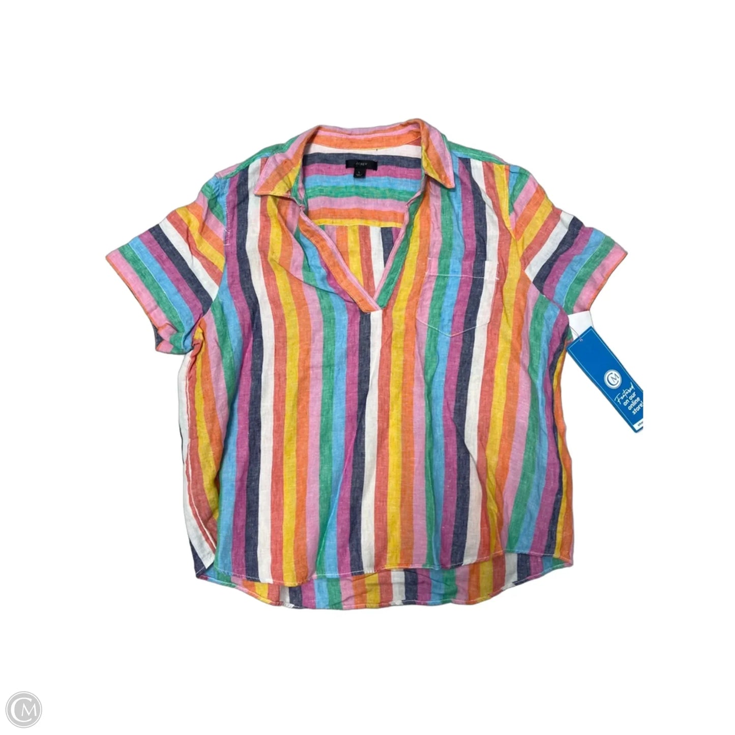 Top Short Sleeve By J. Crew In Rainbow Print, Size: L