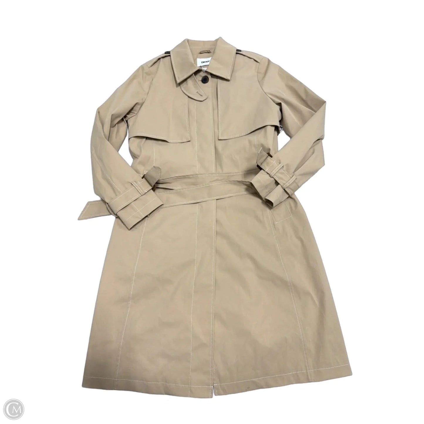 Coat Raincoat By Dkny In Tan, Size: M