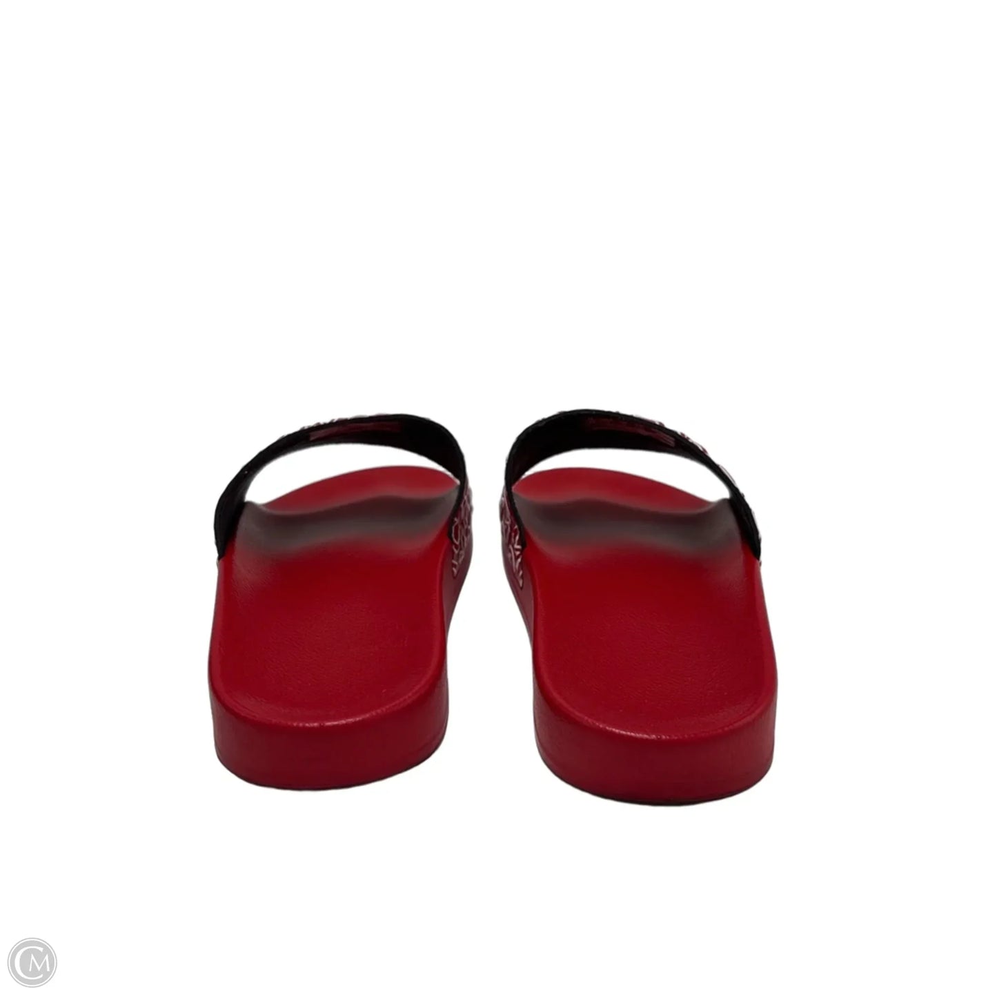 MCM Firefly Red Logo Print Luxury Sandals , Size: 7
