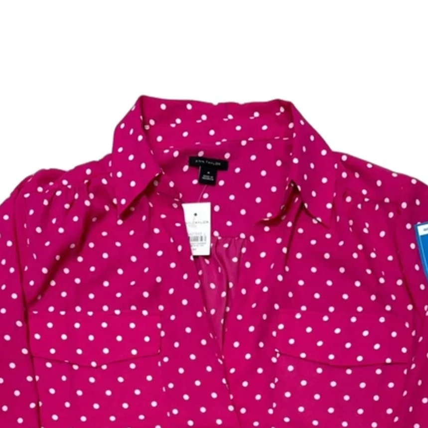 New! Top Long Sleeve by Ann Taylor In Polkadot Pattern, Size: M