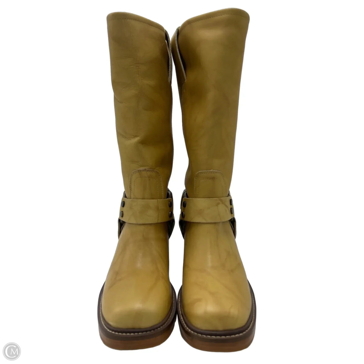 New! Frye Kate Harness Designer Boots in Tan / Yellow, Size 7.5