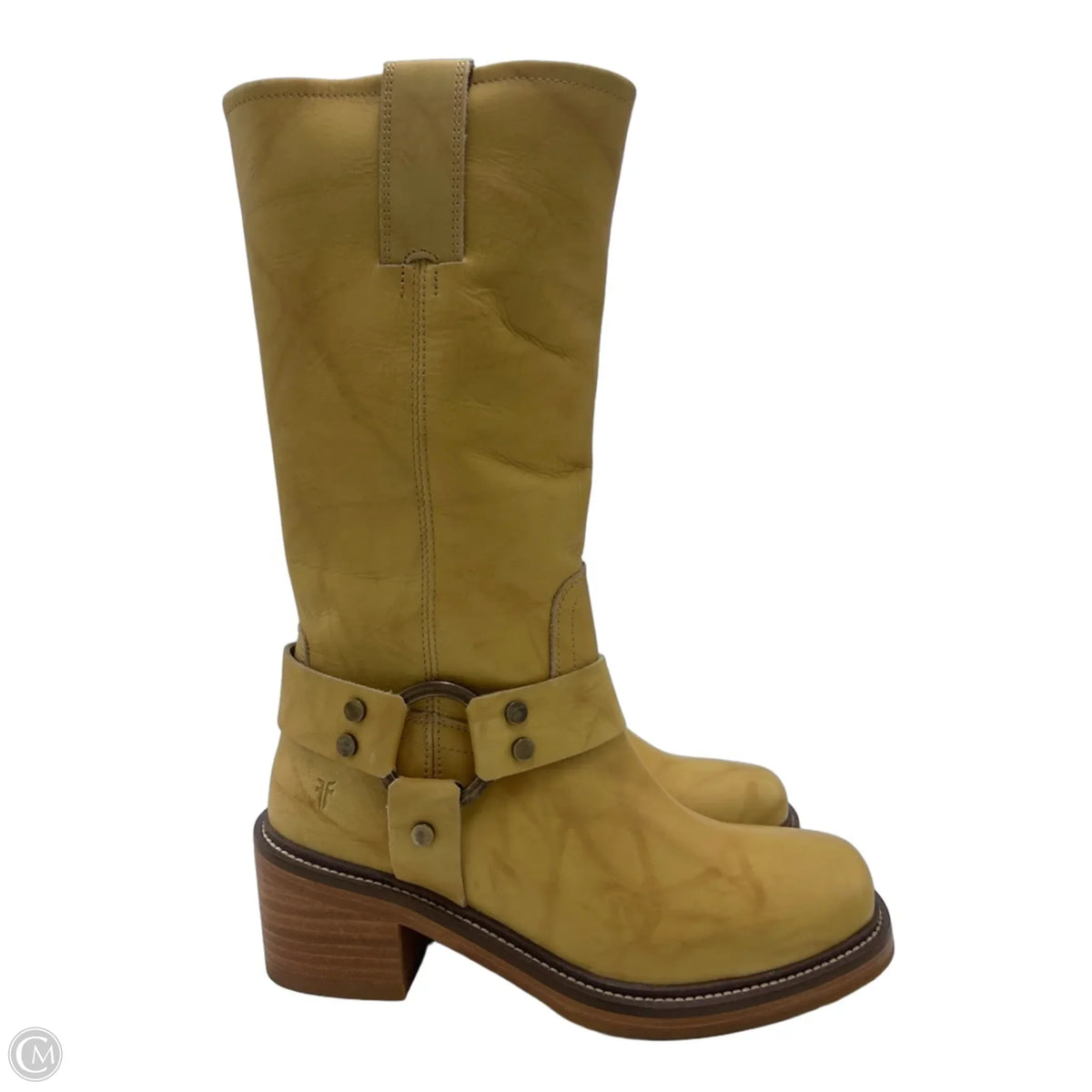 New! Frye Kate Harness Designer Boots in Tan / Yellow, Size 7.5