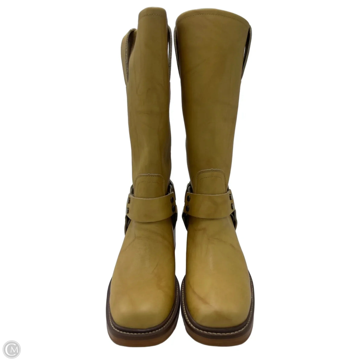 New! Frye Kate Harness Designer Boots in Tan / Yellow, Size 9