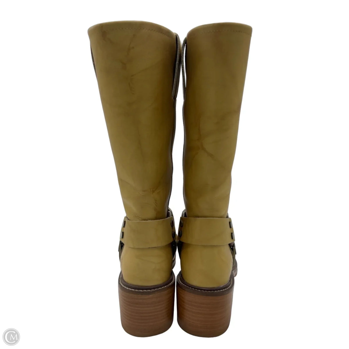 New! Frye Kate Harness Designer Boots in Tan / Yellow, Size 9