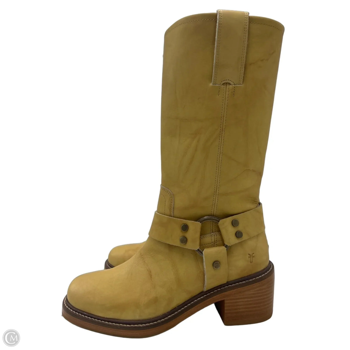 New! Frye Kate Harness Designer Boots in Tan / Yellow, Size 9