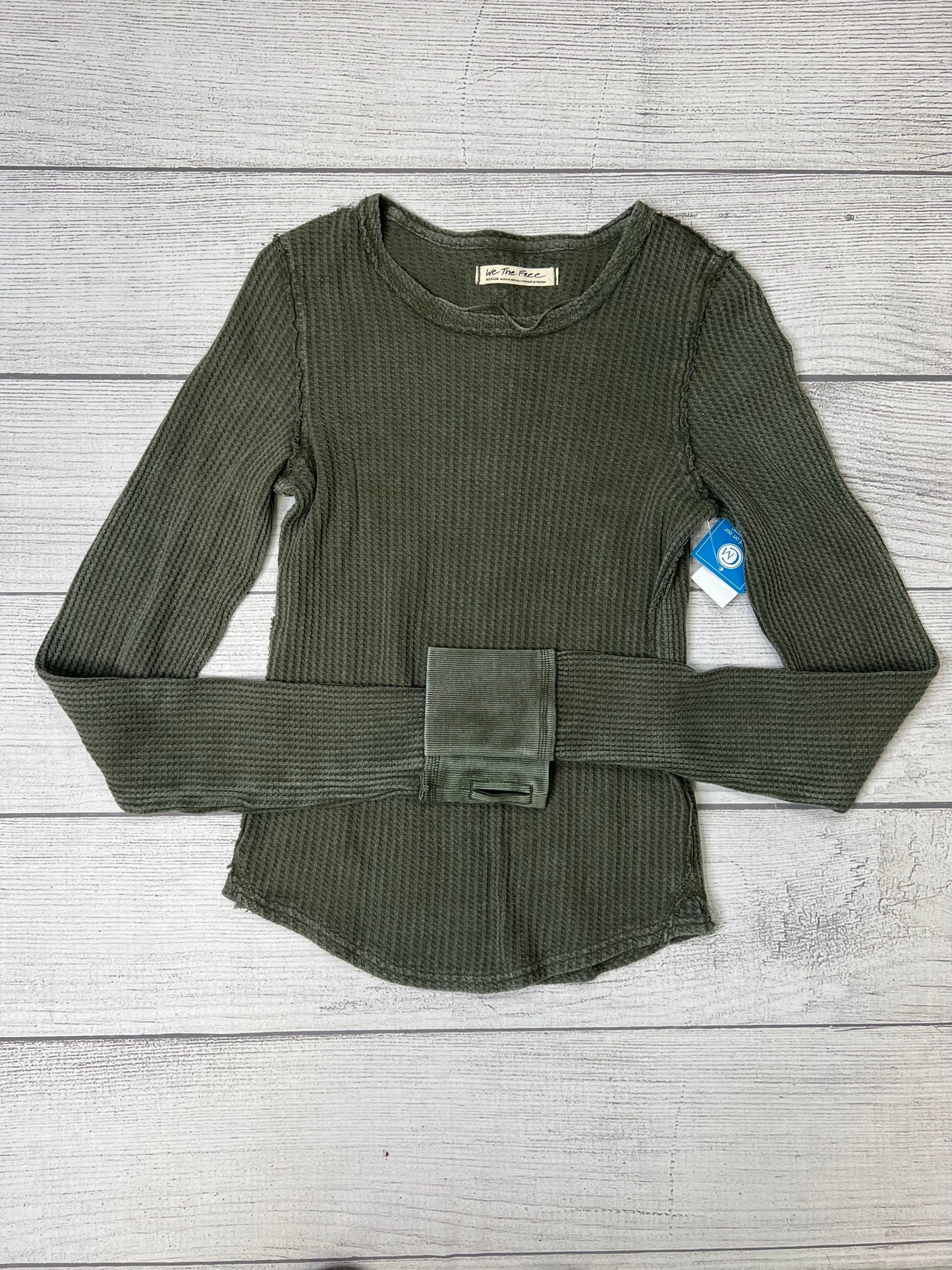 Green Top Long Sleeve Free People, Size M