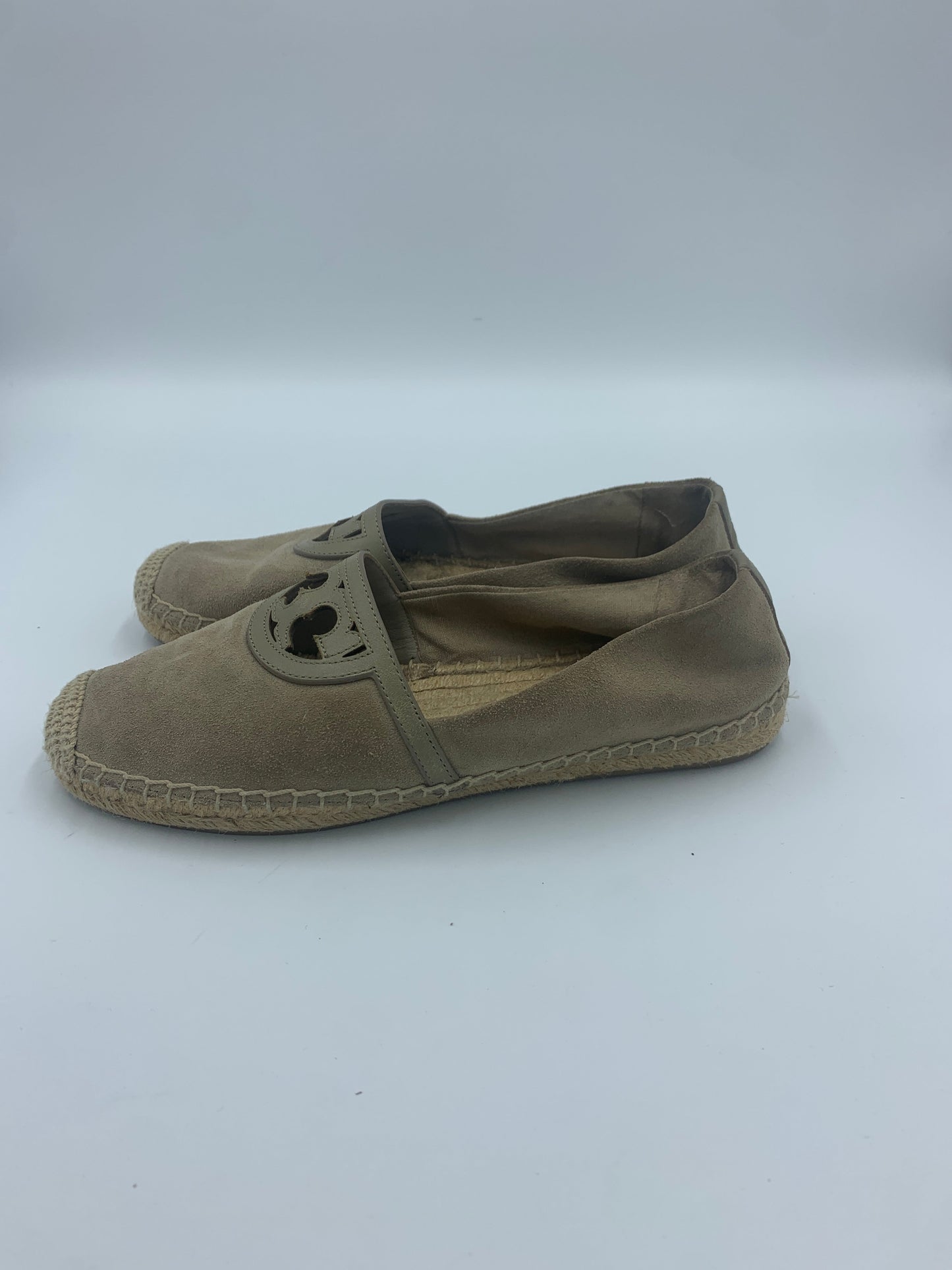 Tory Burch Designer Logo Tan Designer Espadrille, Size 7.5