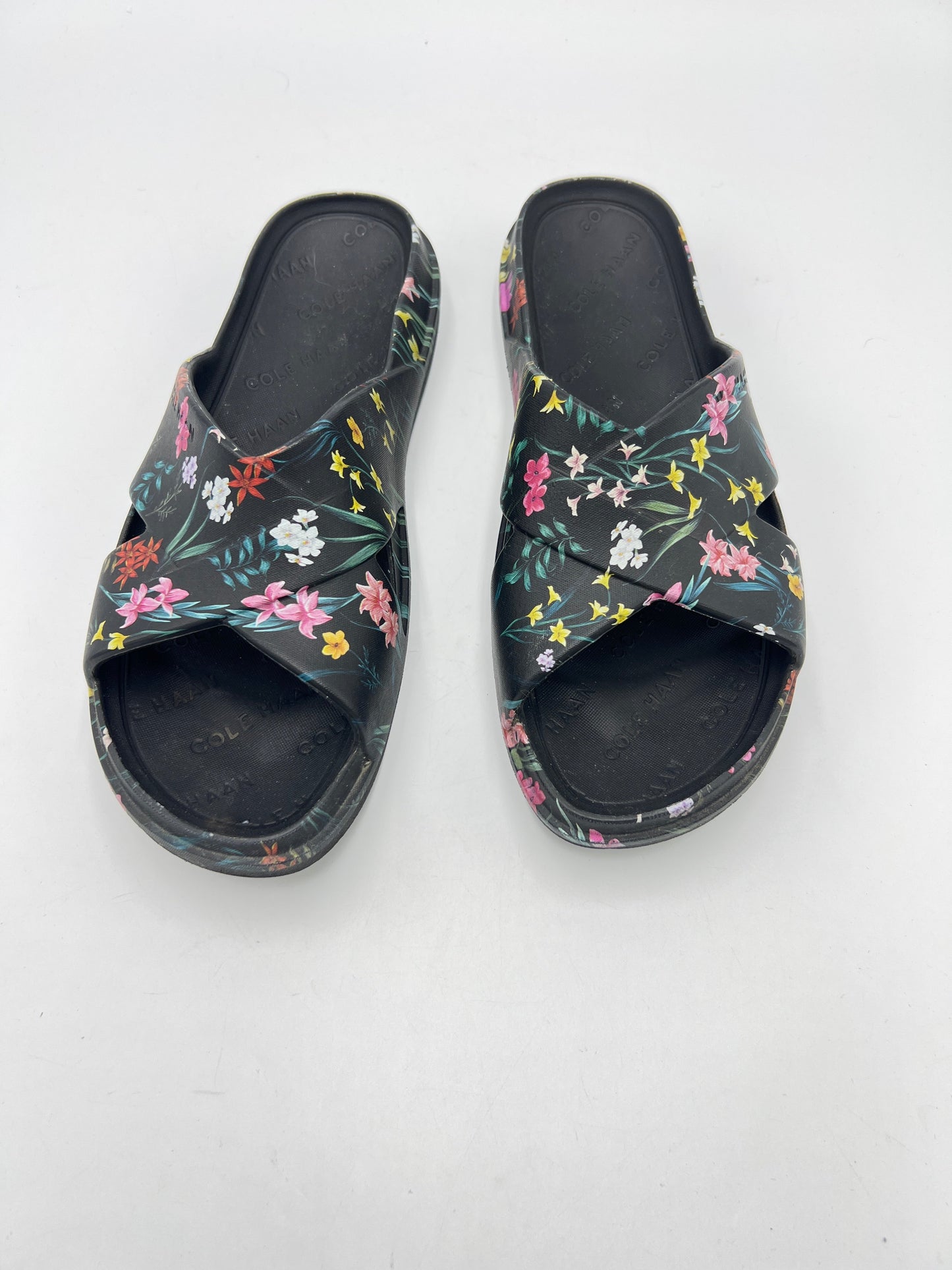 Sandals Designer By Cole Haan In Black Floral, Size: 9