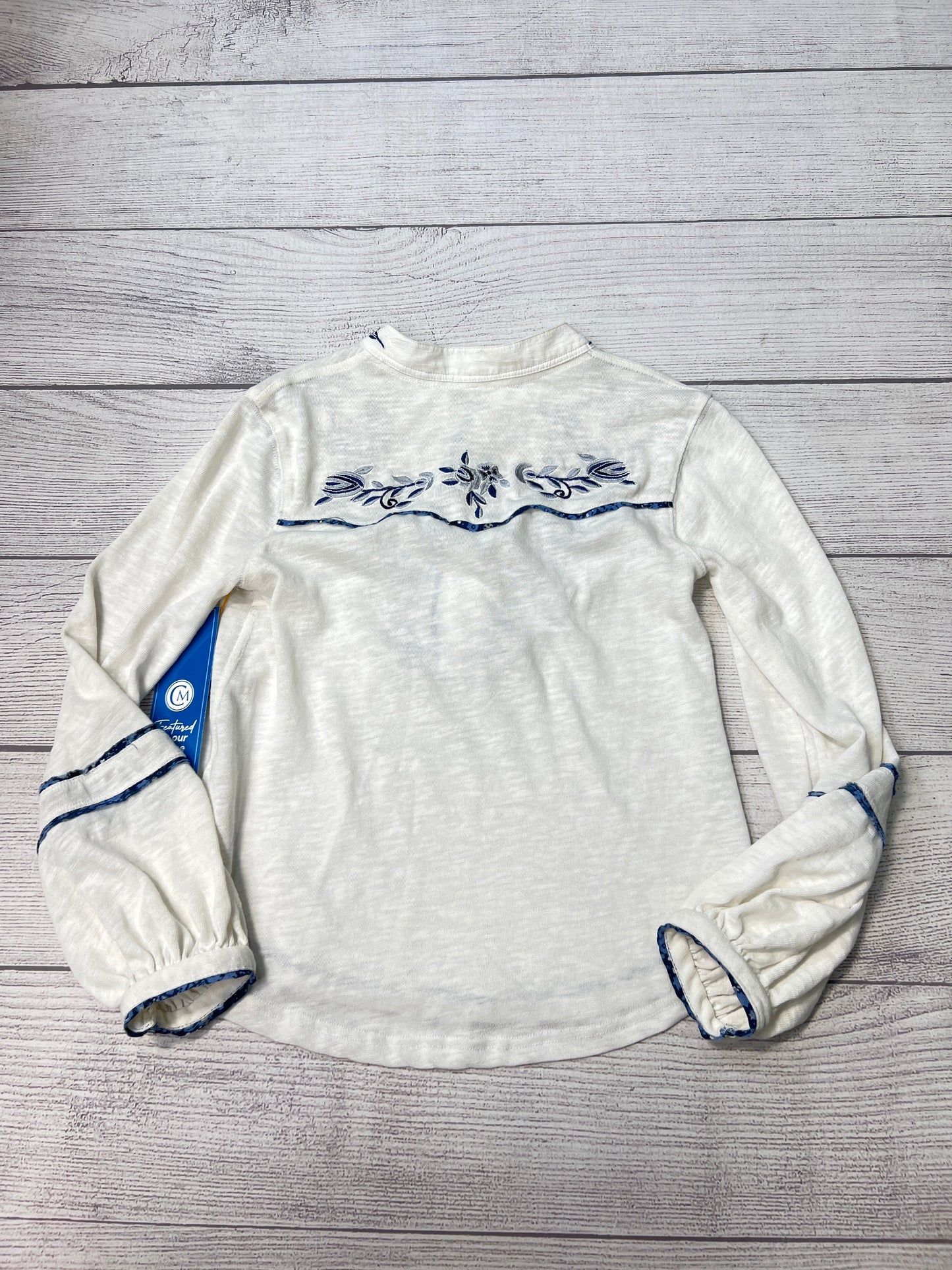 Top Long Sleeve By Free People In Blue White, Size: Xs