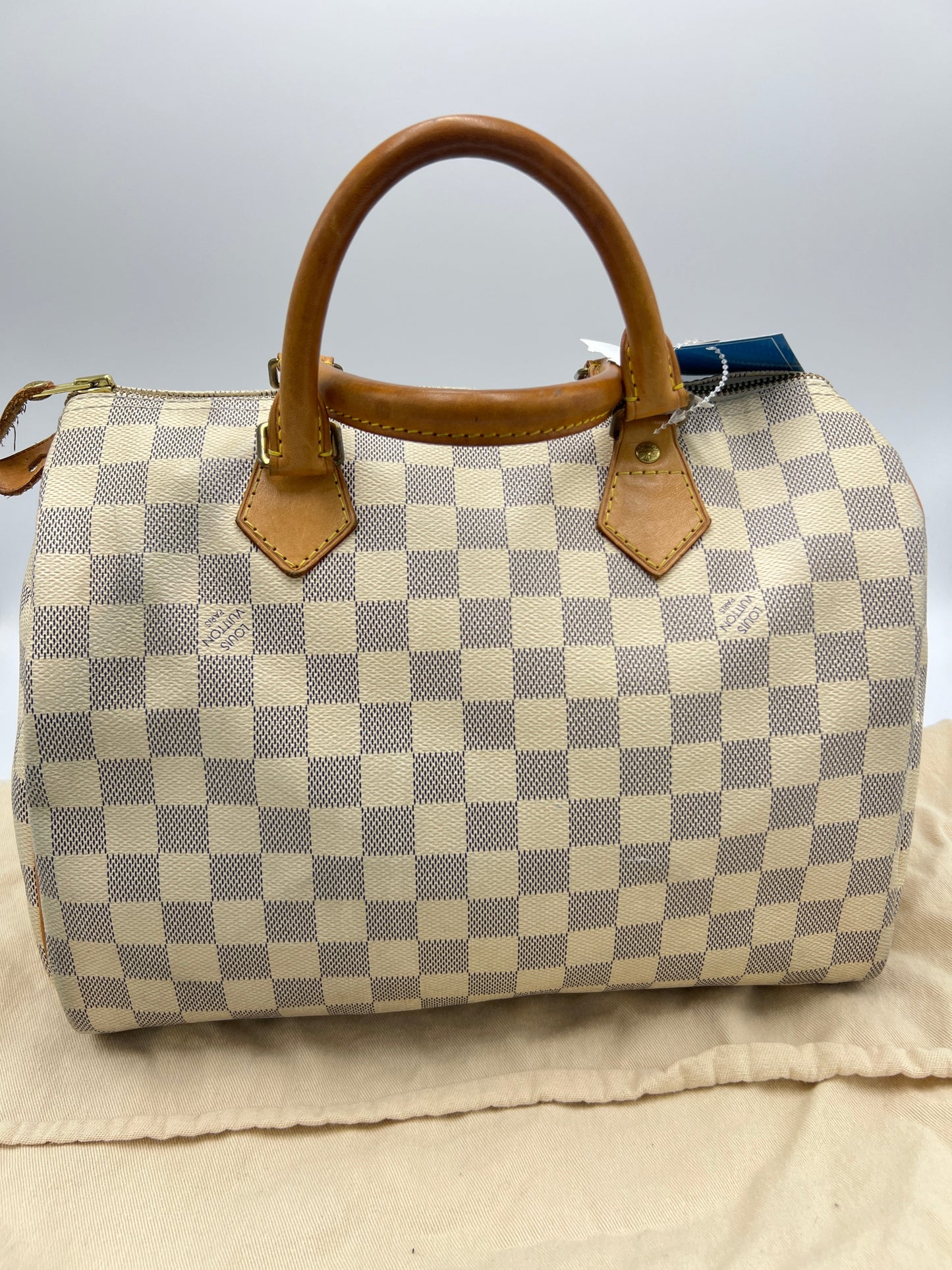 Louis Vuitton Damier Azure Speedy 30 Luxury Designer Handbag