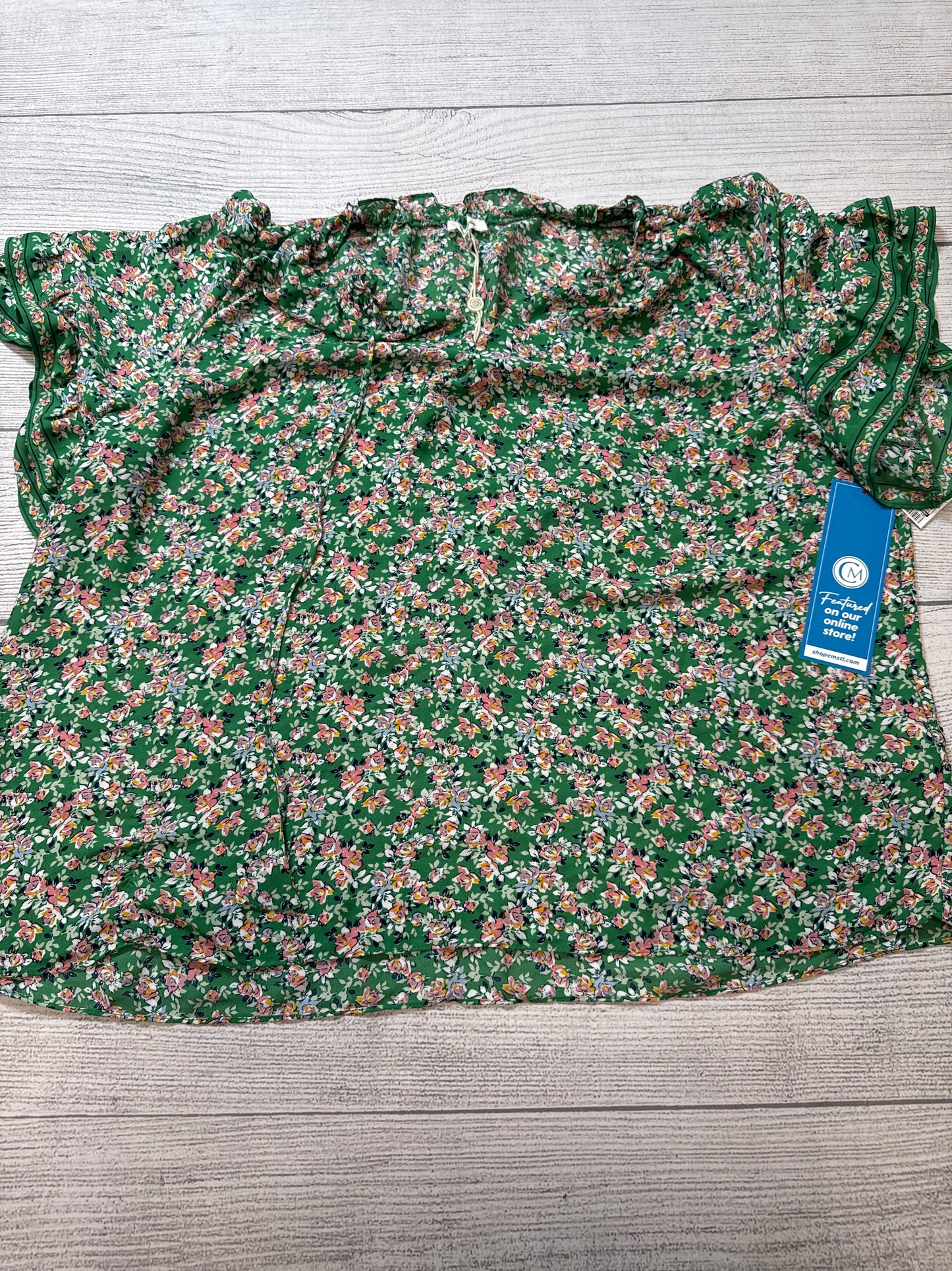 Top Short Sleeve By Max Studio In Green, Size: 2x