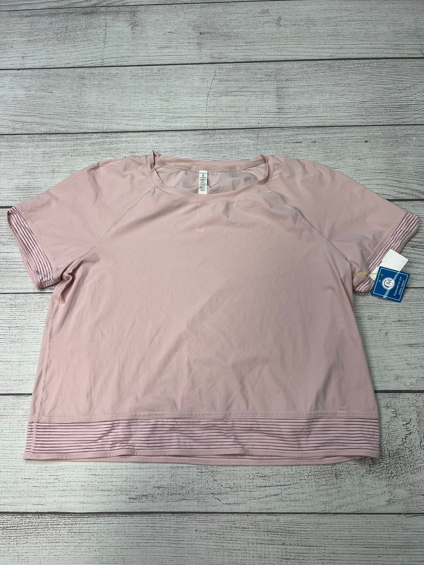 Athletic Top Short Sleeve By Lululemon In Pink, Size: 12