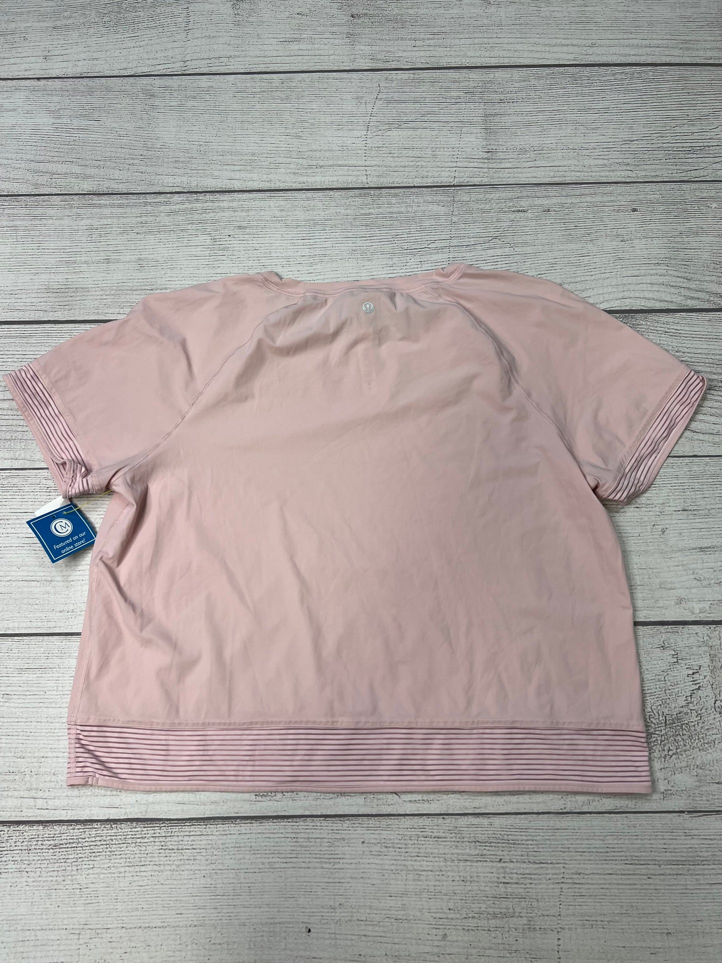 Athletic Top Short Sleeve By Lululemon In Pink, Size: 12