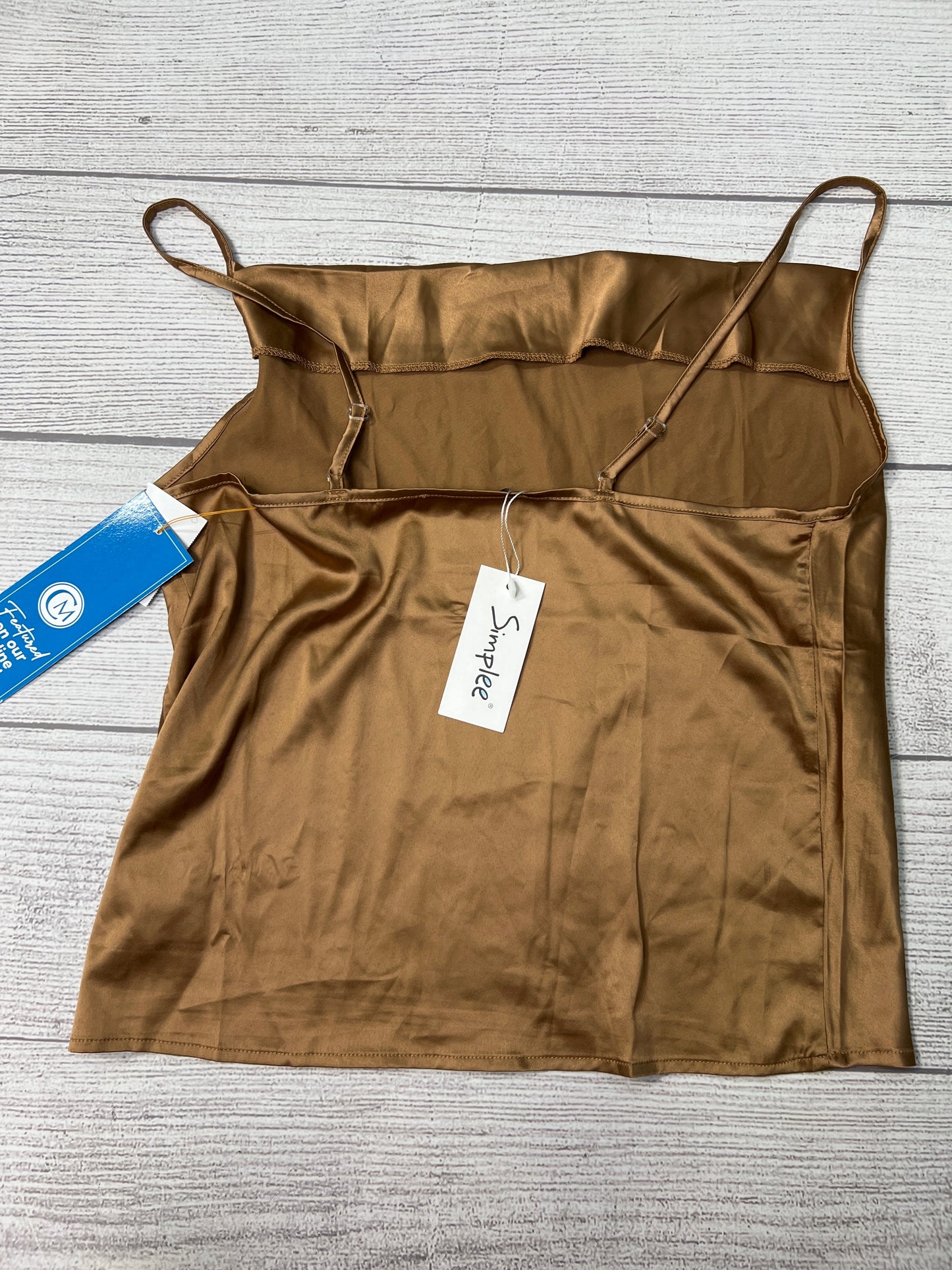 Top Sleeveless By Simplee In Brown, Size: S