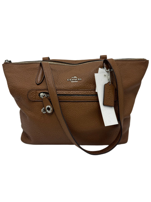 Leather zip-Top Handbag Designer By Coach