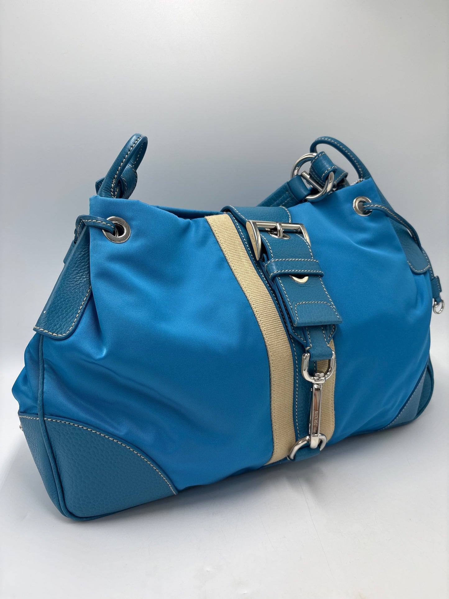 Like New! Prada Tessuto Stripy Luxury Hobo Handbag