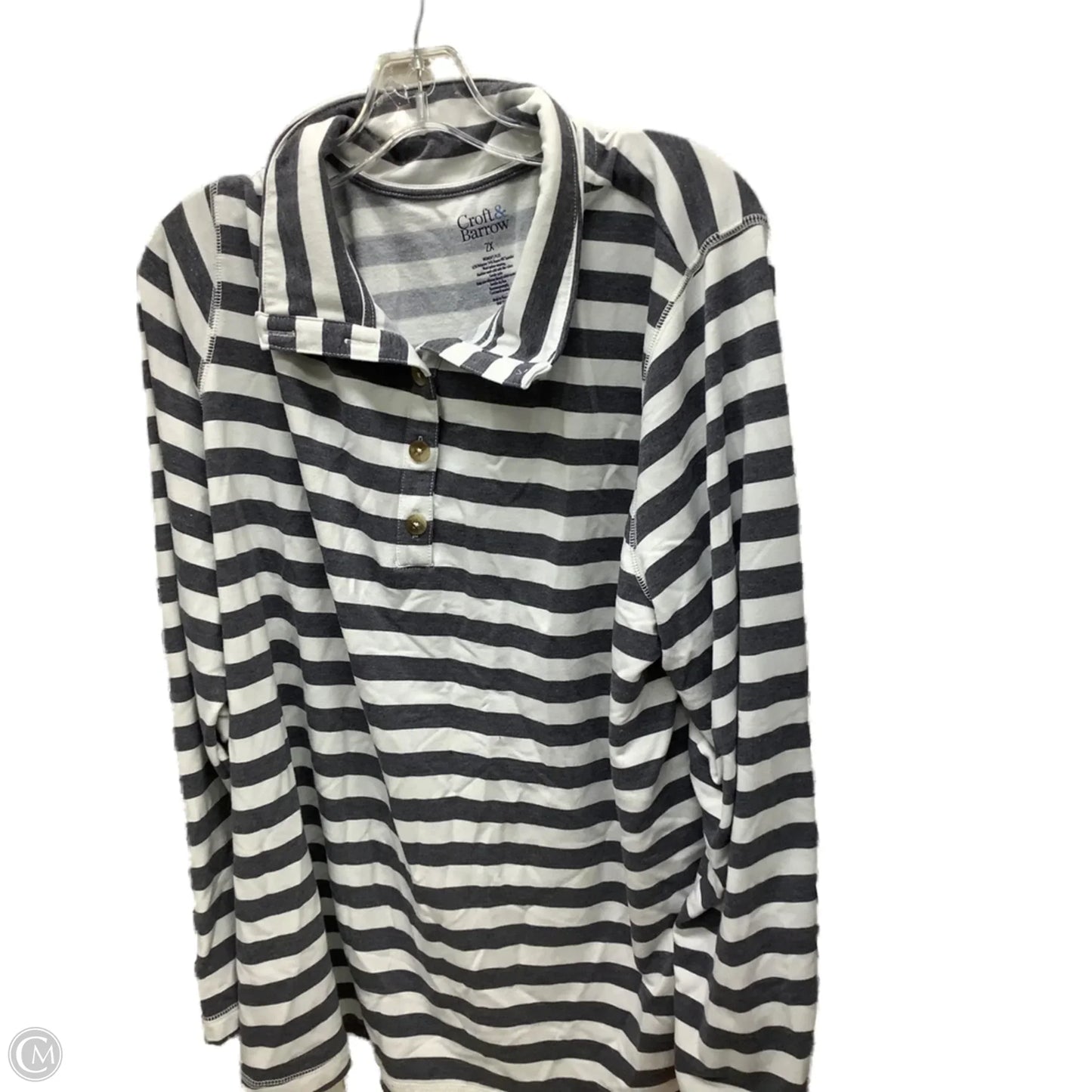 Blouse Long Sleeve By Croft And Barrow In Striped Pattern, Size: 2x