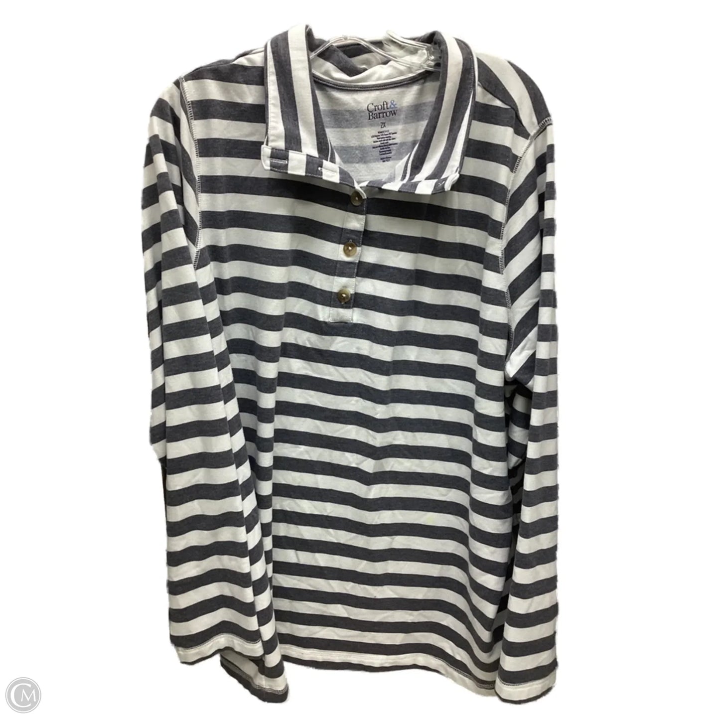 Blouse Long Sleeve By Croft And Barrow In Striped Pattern, Size: 2x