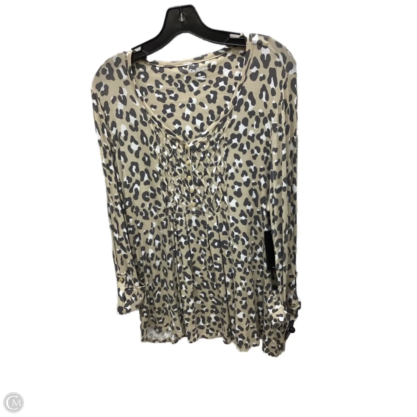 Top Long Sleeve By Kim Rogers In Animal Print, Size: Lp