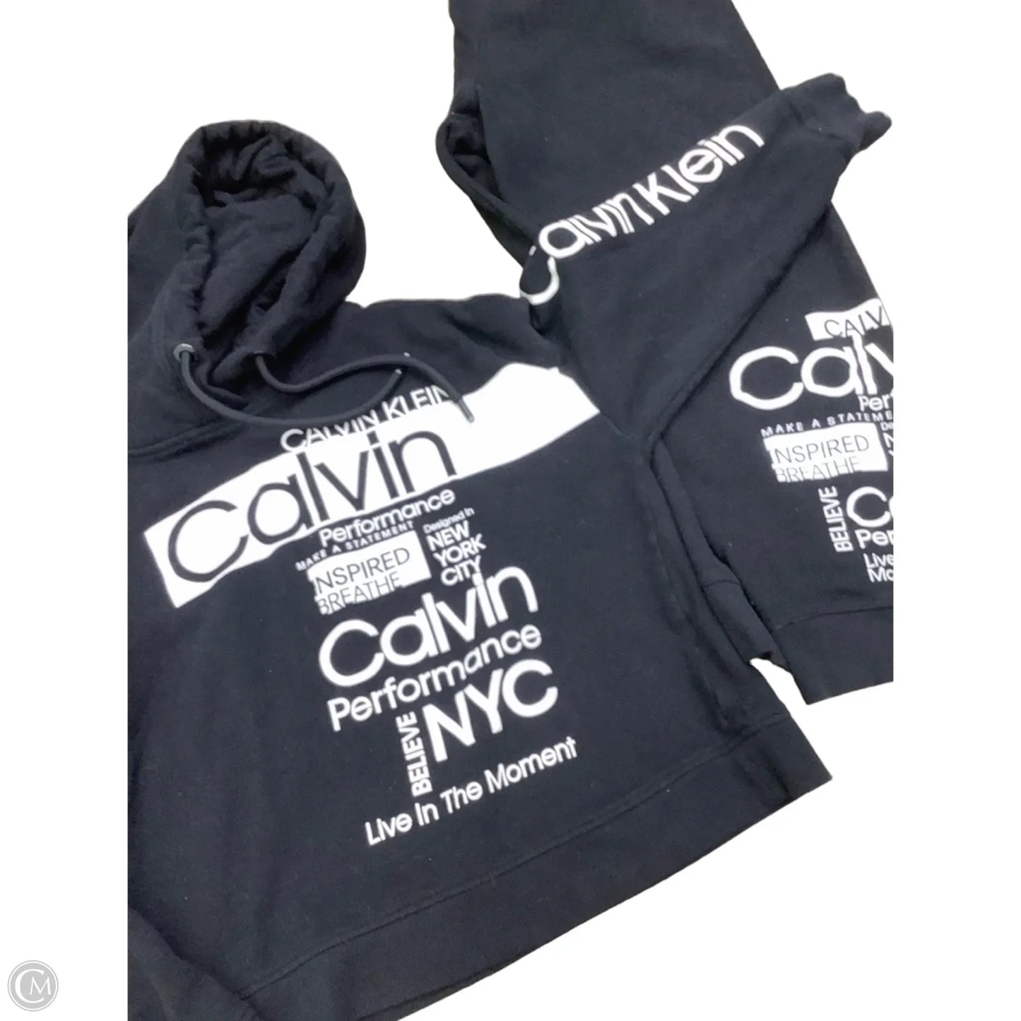 Pants Set 2pc By Calvin Klein In Black & White, Size: Xl
