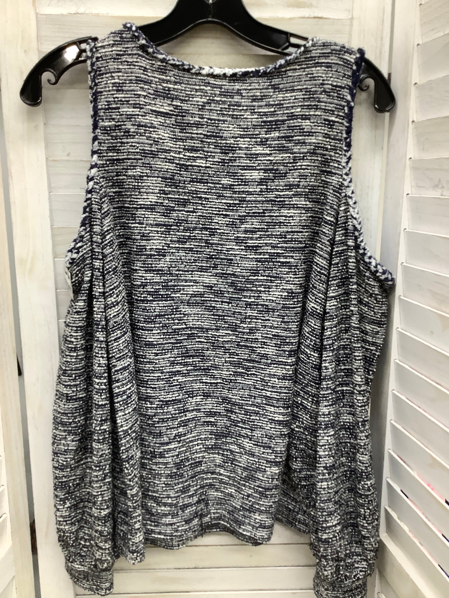 Blue White Top Long Sleeve Loft, Size M