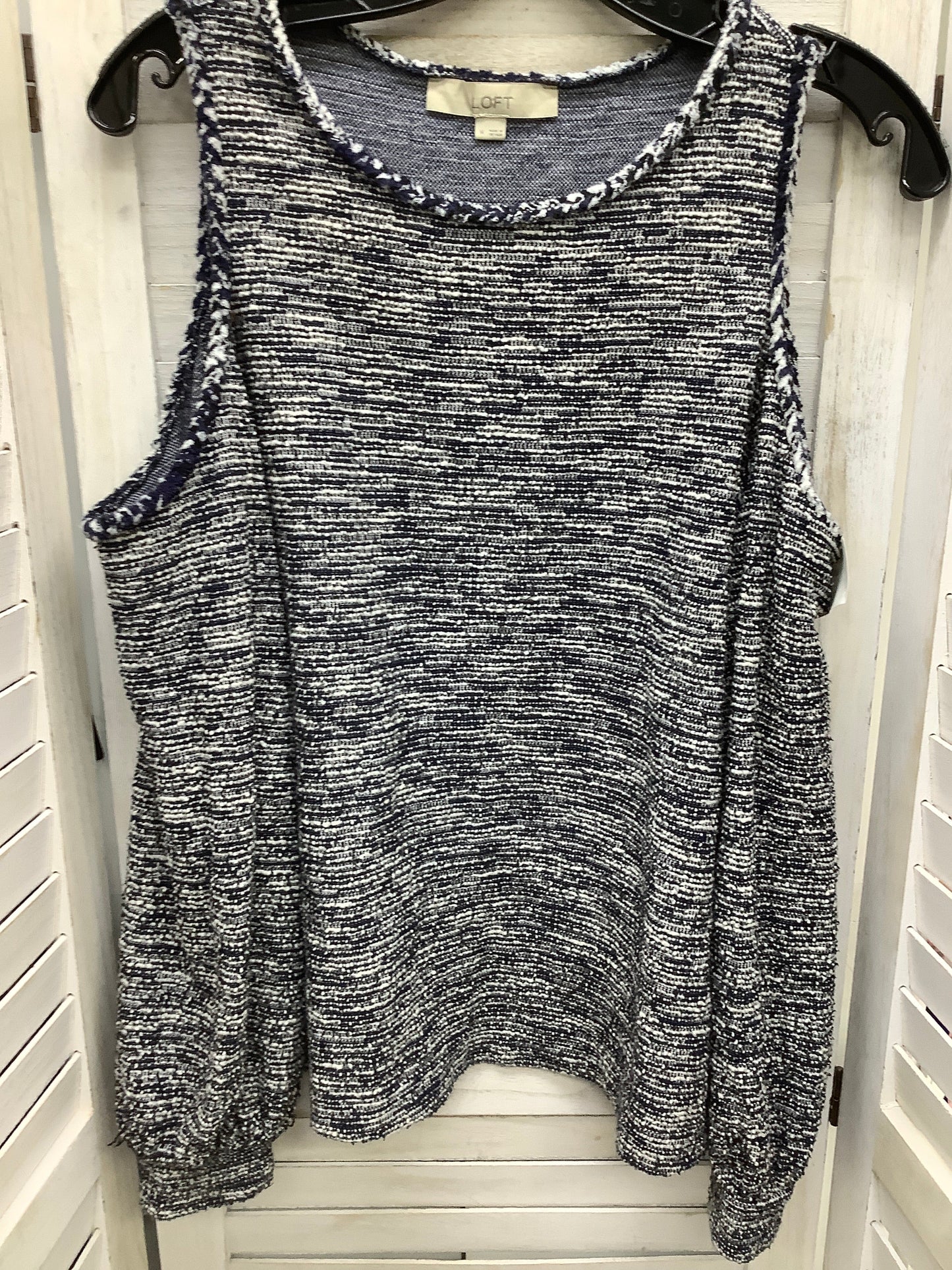 Blue White Top Long Sleeve Loft, Size M