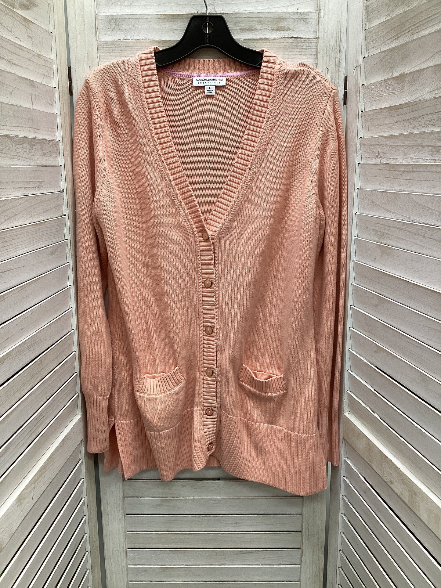 Sweater Cardigan By Isaac Mizrahi Live Qvc In Peach, Size: L