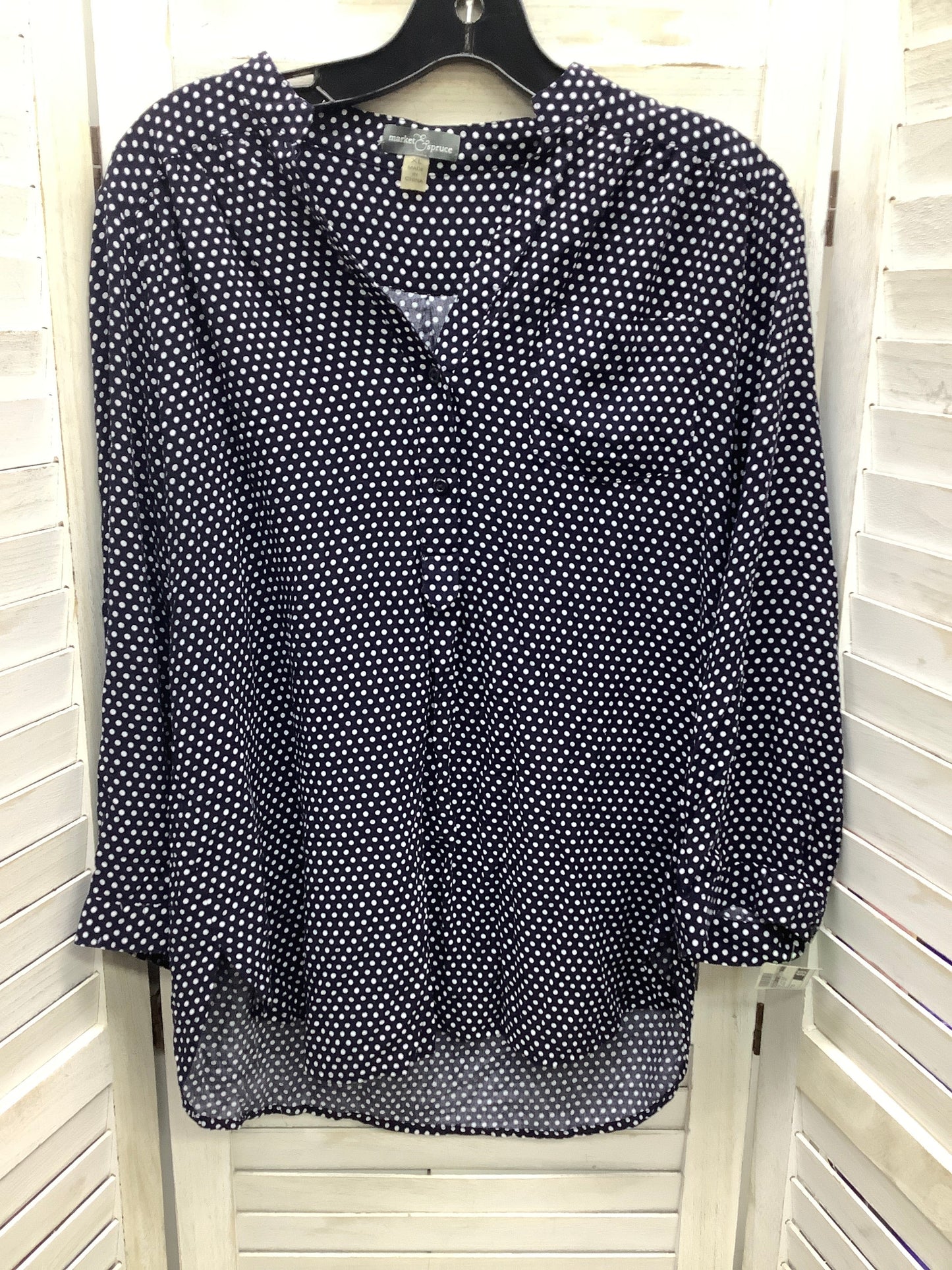 Polkadot Pattern Top 3/4 Sleeve Market & Spruce, Size Xl