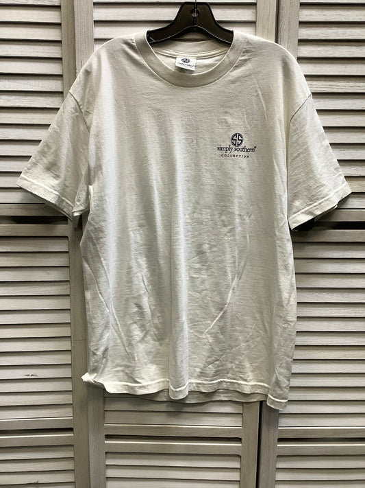 White Top Short Sleeve Basic Simply Southern, Size L